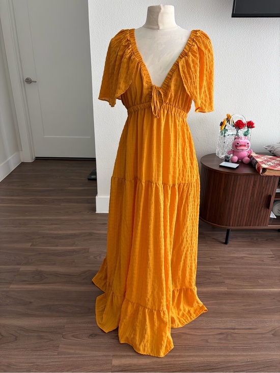Dresses & Skirts - Sunflower Yellow Plunging Butterfly Sleeve Maxi Dress BOHO